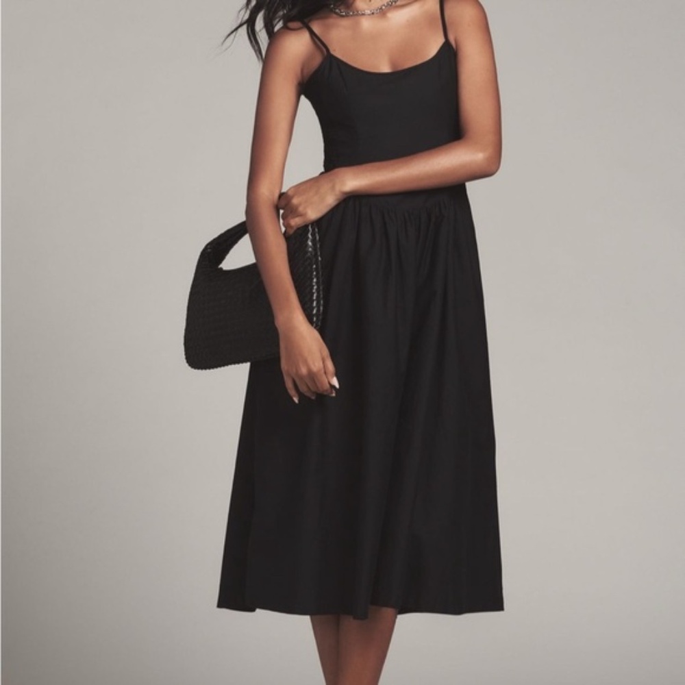 NWT Anthropologie Maeve Black Smocked Midi Dress - Size XXS Petite